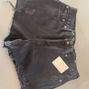 Free People Black Denim Jean Shorts